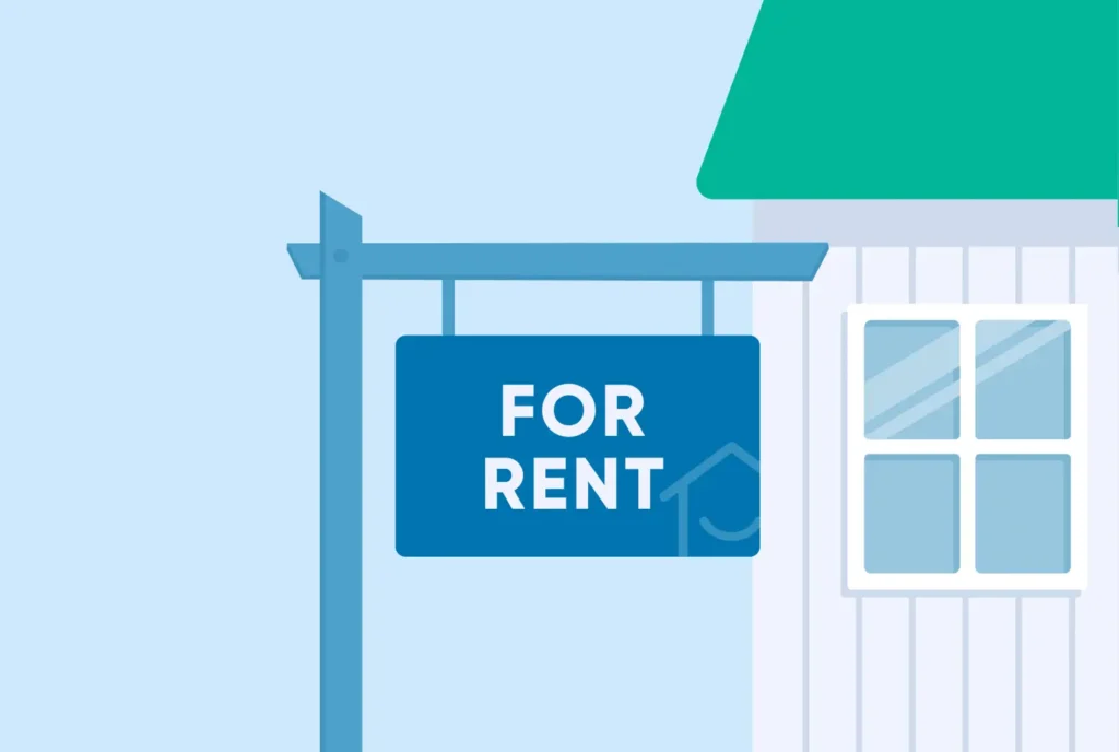 Illustration of for rent sign on house